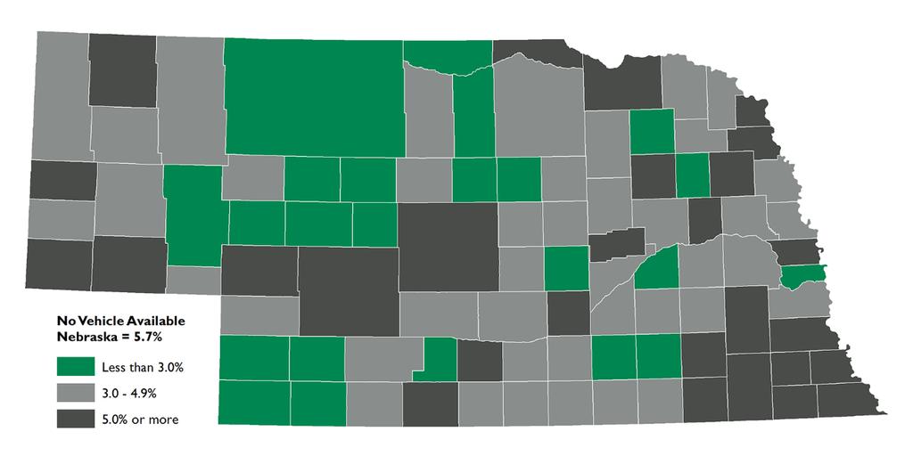 Figure 5. Households with no vehicle available, Nebraska: 2011-2015 So