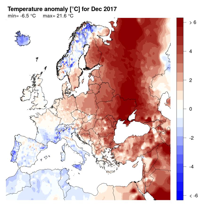 Figure 14. Mean temperature [ C] for December 2017. Figure 16.