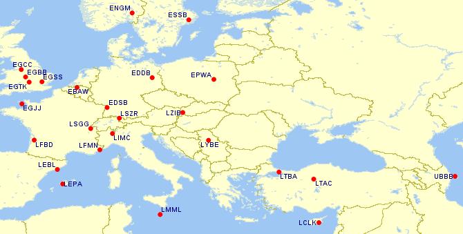 Best performing airports by activity December 2016 YOY Fastest growing YOY airports mainly in Western Europe, busiest were Stansted, Mallorca, Munich and Barcelona.
