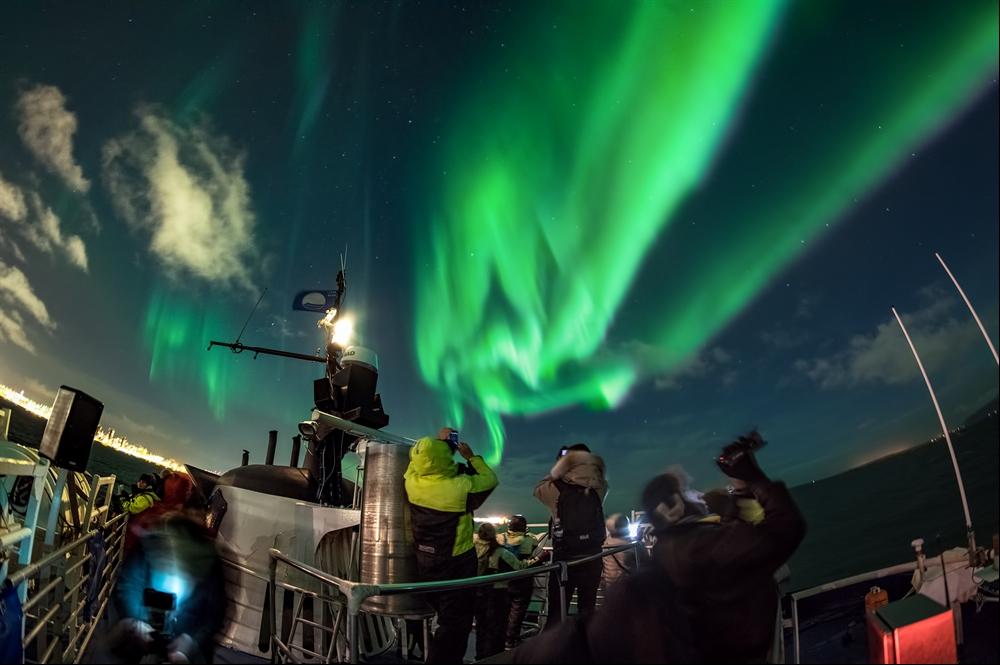 Hunting the northern lights from the ocean is an amazing experience.