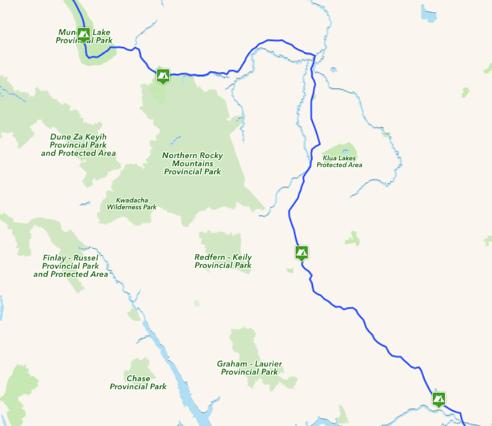 leg 12 Muncho Lake 384 miles - This leg will continue north towards Dawson Creek and