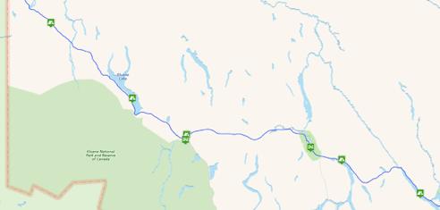 leg 14 Lake Creek CG 330 miles - This leg will continue on the ALCAN Highway through the Yukon Territory.