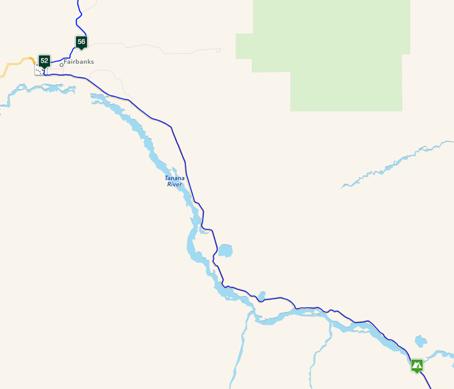 leg 16 Fairbanks 90 miles - This leg will continue on the ALCAN Highway finally arriving in Fairbanks 2N 3N > North Pole >UoF