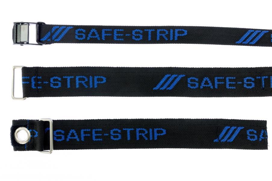 Safe-Strips with a quick-release buckle Safe-Strips with Velcro, no eyelet Safe-Strips with Velcro +
