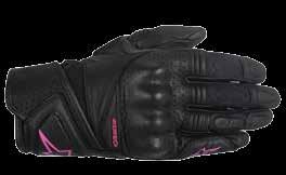 for extra grip and seam durability EVA padding reinforcement on outer hand, thumb, finger tops and palm heel Alpinestars patented third and fourth finger bridge preventing finger roll and separation