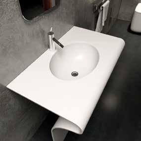 Con o senza foro per miscelatore Bathroom console Material: solid surface Surface finish: matt Sink:
