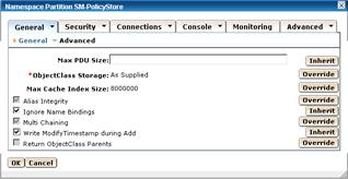 Page 17 of 25 Setup and Configure the CA Siteminder Policy Store with CA Dxmanager Technical Note 1. Return to the Namespace view and select Edit properties from the o=policystore icon.