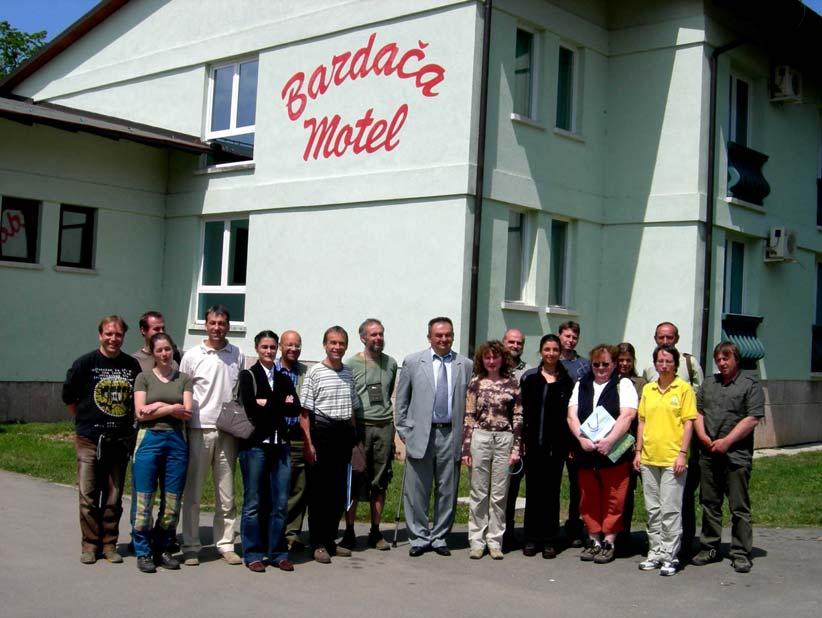 Whole group with major of the town Victor Bjelič (in the middle) and a guide Mihajlo Markovic Hutovo blato (Bosnia and Herzegovina) Nature Park and Bird reserve.
