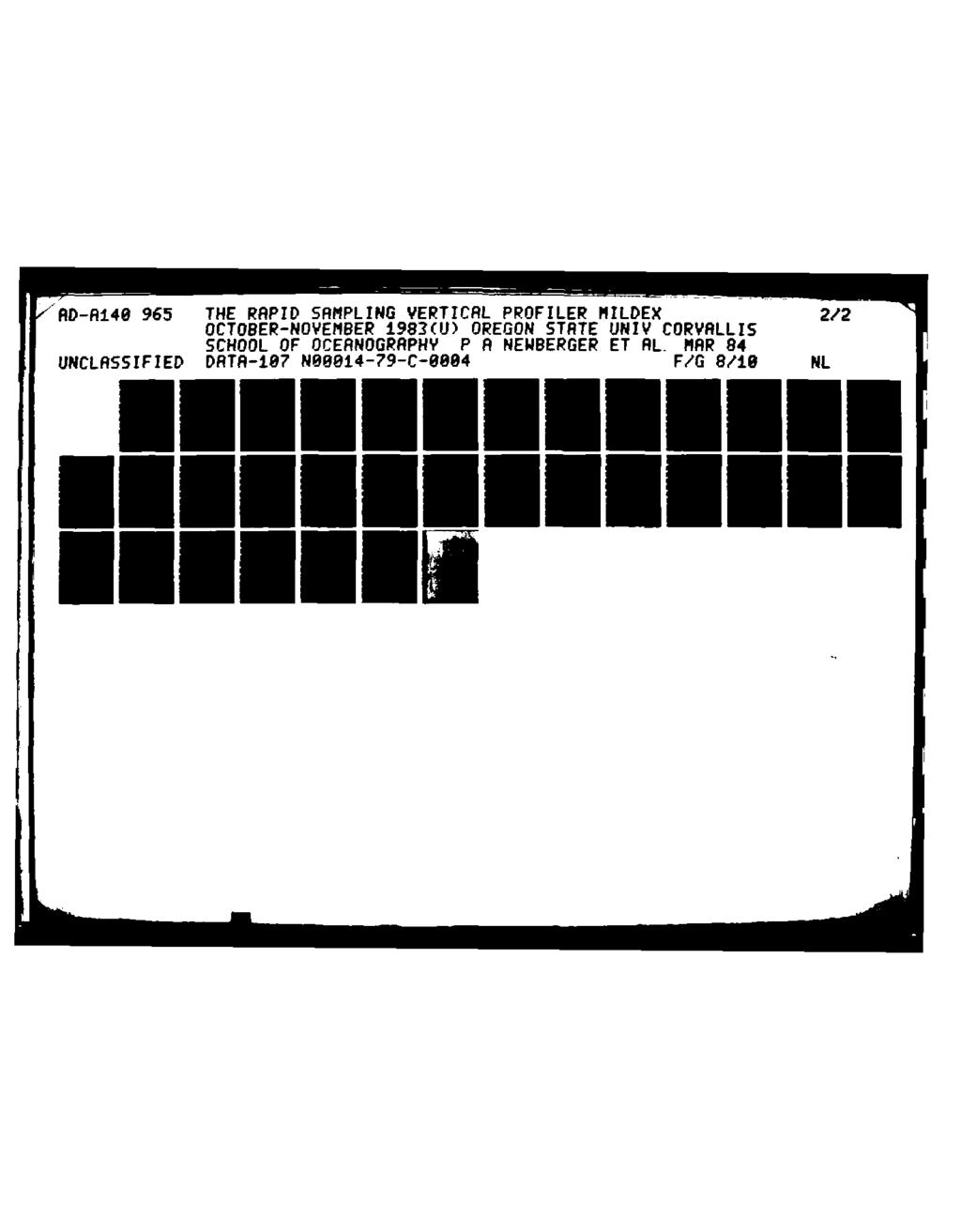 AD-fl14g 965 THE RRPID SAMPLING VERTICAL PROFILER MILDEX OCTOBER-NOVEMBER 1983(U) OREGON STATE UNIV CORVALLIS 2/2 SCHOOL OF