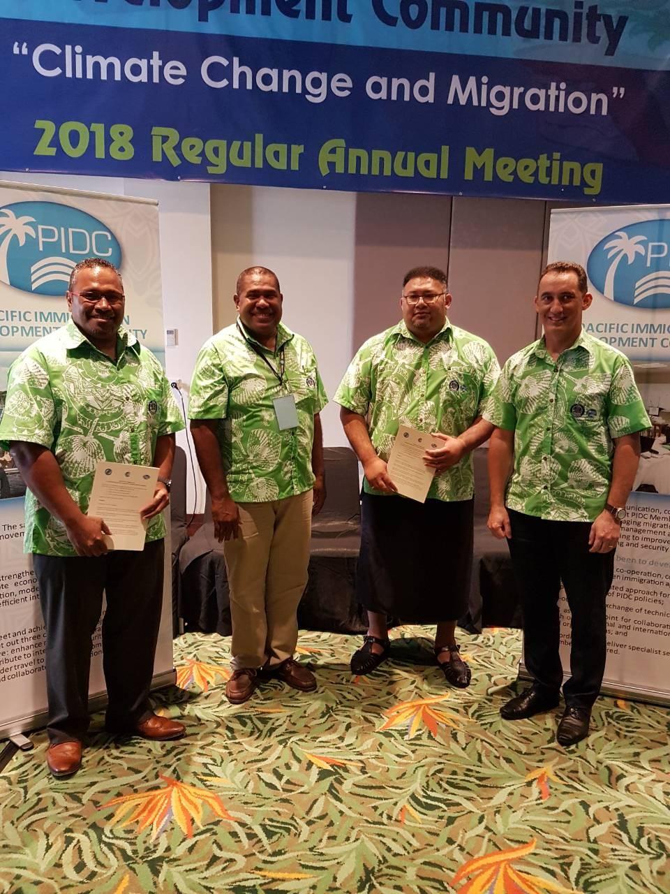 Tevita Tupou, Fiji Director Immigration Mr. Nemani Vuniwaqa, PIDC HoS, Mr. Ioane Alamam and PICP Executive Director, Mr. Carl McLennan.