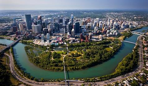 Calgary has a population of 1,300,000 making it Alberta's largest city and Canada's thirdlargest municipality. It is situated at the confluence of the Bow River and the Elbow River.