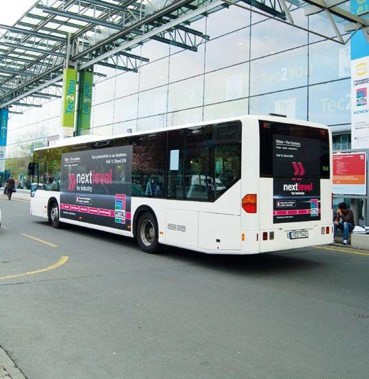 Messe shuttle Each eye-catching bus offers a huge 25 m² of total ad space, distributed on both sides and the