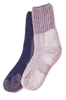 Socks should be wool or a synthetic and wool mix.