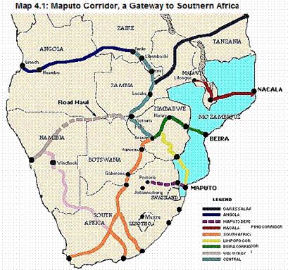 4.3. Maputo as a gateway to southern Africa: Opportunities and constraints Map 4.