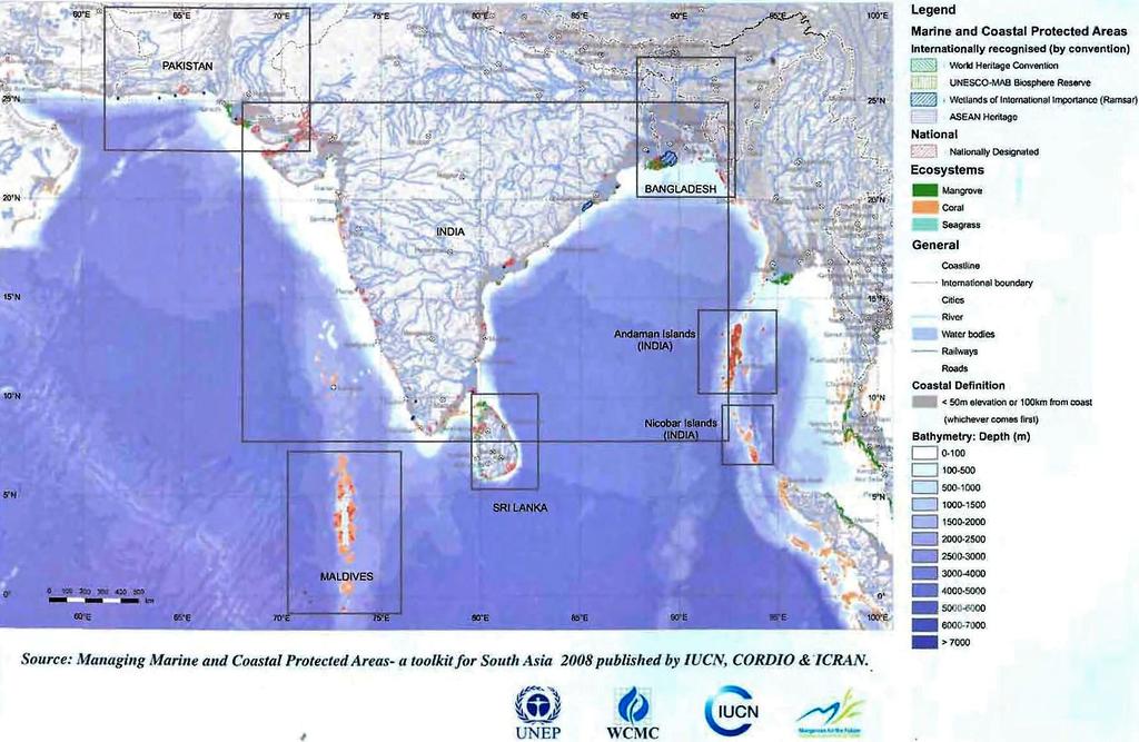 Coral Reef Map in SAS region Global Importance of Coastal and Marine Ecosystems in SAS: 6.