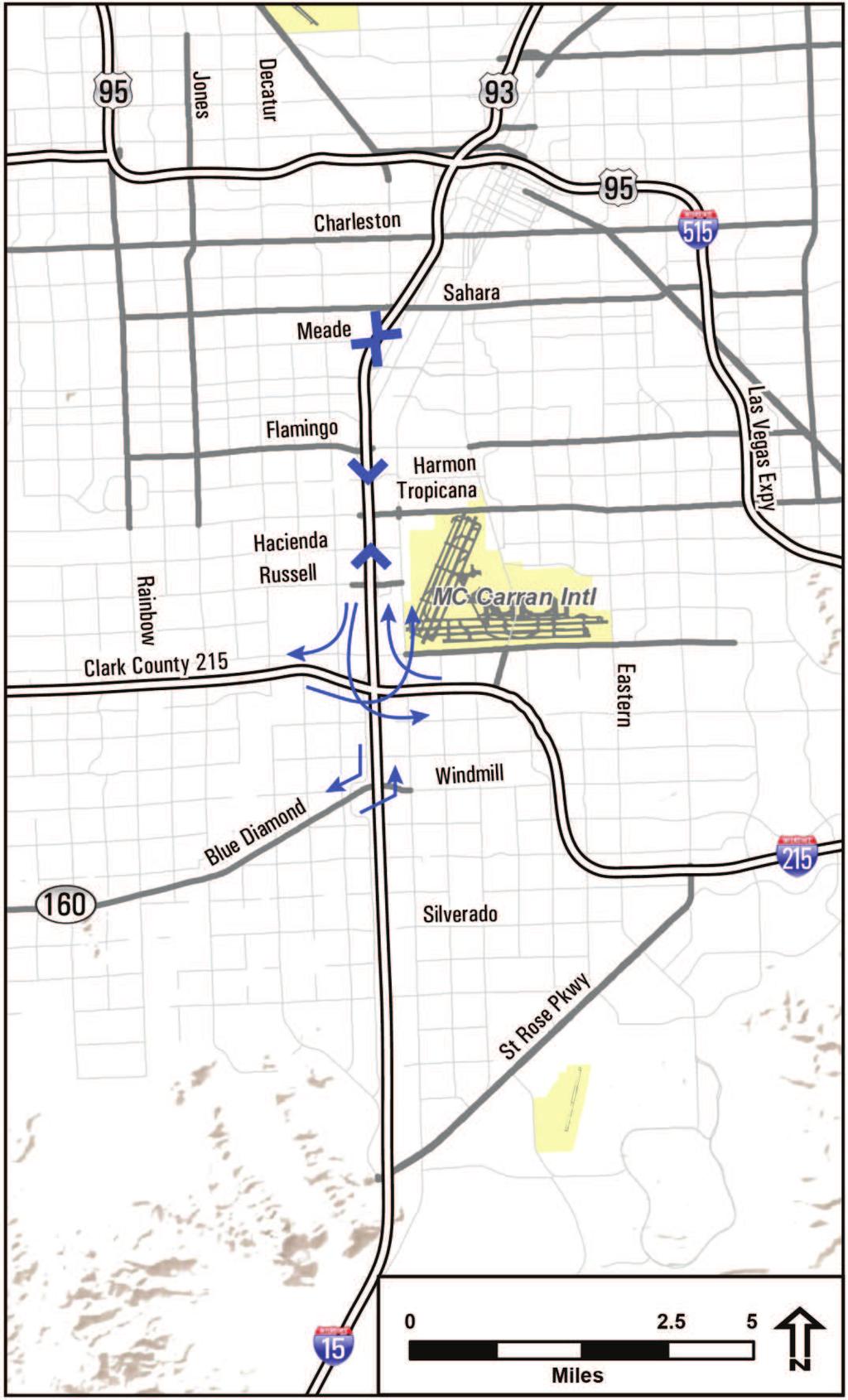 Meade Avenue (ramps to/from both directions) I-15/I-215 interchange direct-access flyover ramps (ramps to/from the north - from/to the east and ramps to/from the north - from/to the west) Figure 4-1
