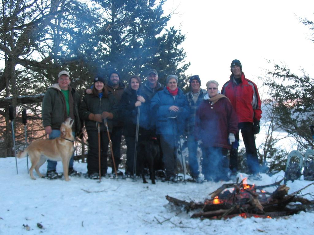 L-R, Gregg, Shannon, Terry, Lori, Lowell, Barb, Mike, Helen, and Pdon. The Annual Snowshoe hike was great!