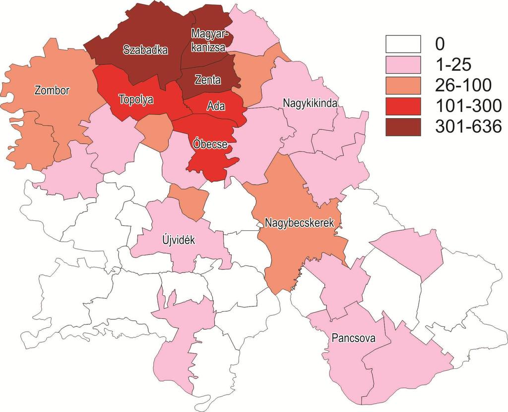 SENDING REGIONS IN VOJVODINA (2005-2010) Sending Municipalities V % of Students studying in HU Subotica 22,7% Kanjiža 19,7% Senta 17,4%