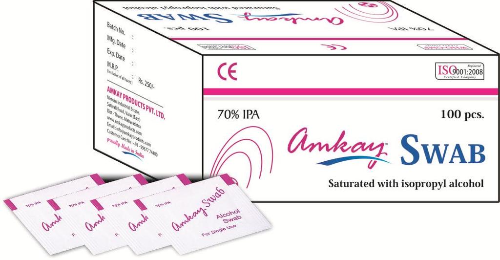 Alcohol Swabs We offer the best quality swabs that are saturated with isoproply alcohol, providing maximum hygiene to the patients.
