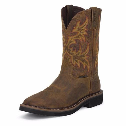 WK4625 Justin Price: $160.00 The Joist Rustic Waterproof Comp Toe 11-inch tall Men's Hybred work boot is built for durability.