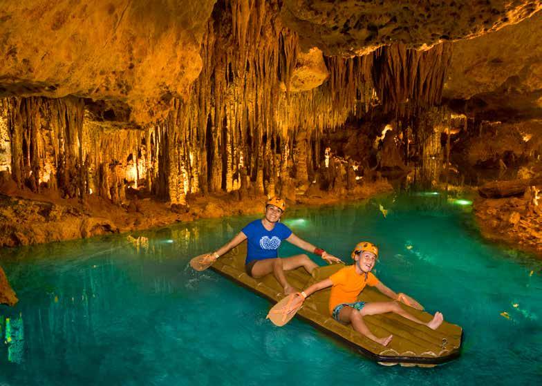 Includes: 2 river circuits to paddle on Rafts. Two circuits with 14 Zip-lines. Travel along 6.2 miles through two circuits with Amphibious Vehicles. Swim along 430 yards in the Stalactite River.