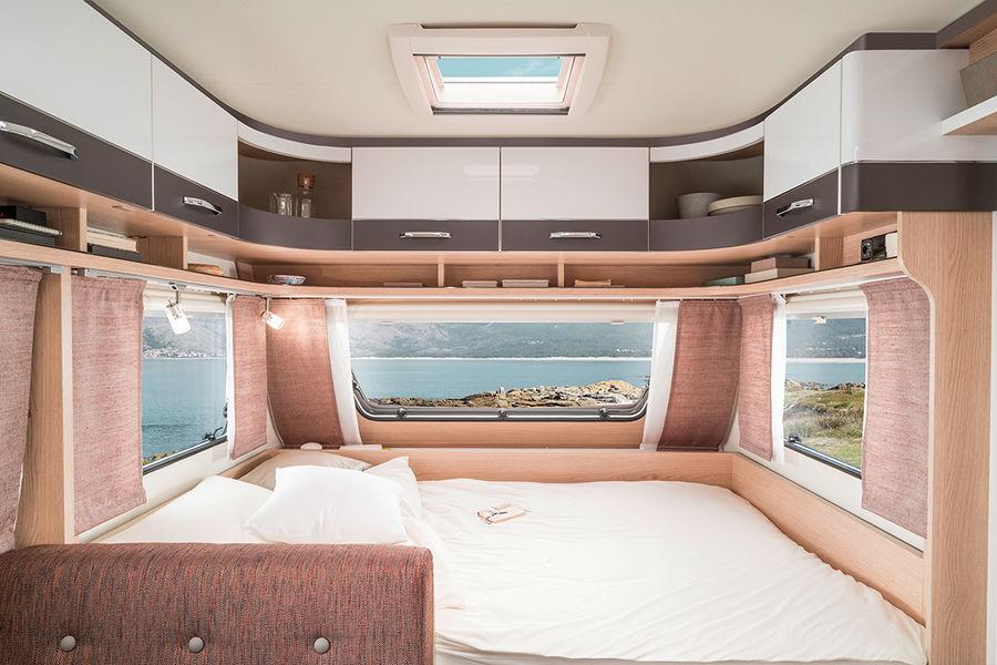 Perfect view from the fold-down bed at the front of the ERIBA Living 525 thanks