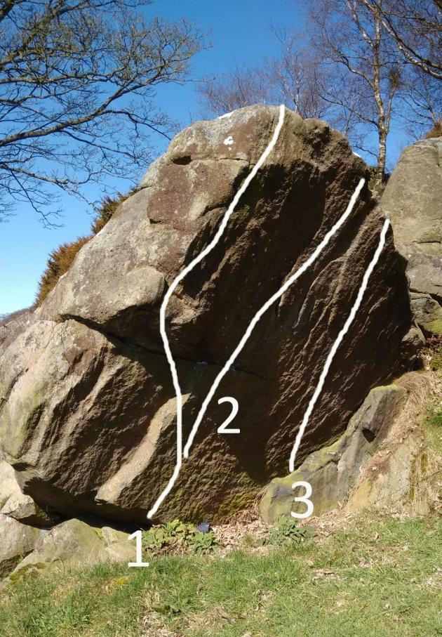 2/ Vlad Von Carsen 7b+/c * From a low crouch (foot on block) at the break, a side-pull and dyno up the centre of the wall gains the notch/top. Without the block for feet it is 8a.
