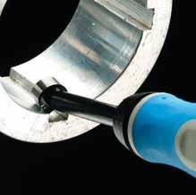 Unique round cutting blades can be rotated and reversed for long life. For corners, use one blade only. Range: 0-2mm.
