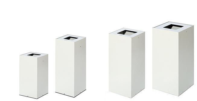 The body of the bin is available in white RAL 9002 finishing and the lids are in grey or reclycling. colours. All components are finished with epoxy powder coating, 80 micron, 30% matt.
