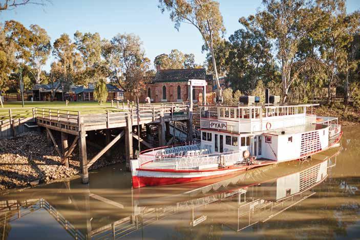 Tuck into scrumptious cakes from a nineteenth century tearoom, ride in the old car and enjoy a leisurely Murray River cruise on board the PS Pyap paddle steamer.