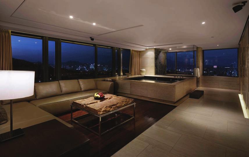 Seoul s stunning night views can be seen from the Relaxation Pools in each of the rooms, imparting an aura of
