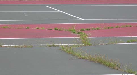Surface of tennis courts in Riverfront Park The