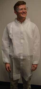 general laboratory personal protection Fisherbrand Disposable Polypropylene Lab Coats with Velcro Closures 50gsm polypropylene material Elastic cuff Turndown collar White velcro closures Packed 10
