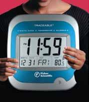 general laboratory TIMERS Fisher Scientific Traceable Clock/Thermometer/Calendar Unique clock combination shows the time, month, day, date, and temperature Wall-mounted, battery-operated perpetual