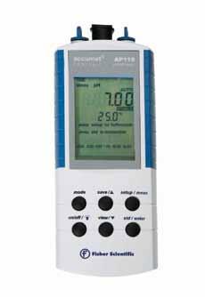 equipment AND instruments electrochemistry Fisher Scientific accumet AP110/AP115 Portable ph Meter and Kits Accurate measurements any time, anywhere For indoor and outside use.