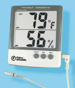 hygrometers equipment AND instruments Fisher Scientific Traceable Jumbo Thermo-Humidity Meter Fast-response, solid-state sensors show changes in relative humidity, ambient temperature, and (with