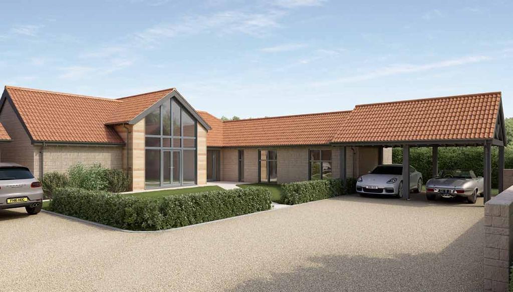 Plot 3 Meadow Barn En-Suite Bathroom Comms En-Suite Garage A stunning 4 bedroom single storey barn style property with full height feature windows bathing light into the wonderful open plan living