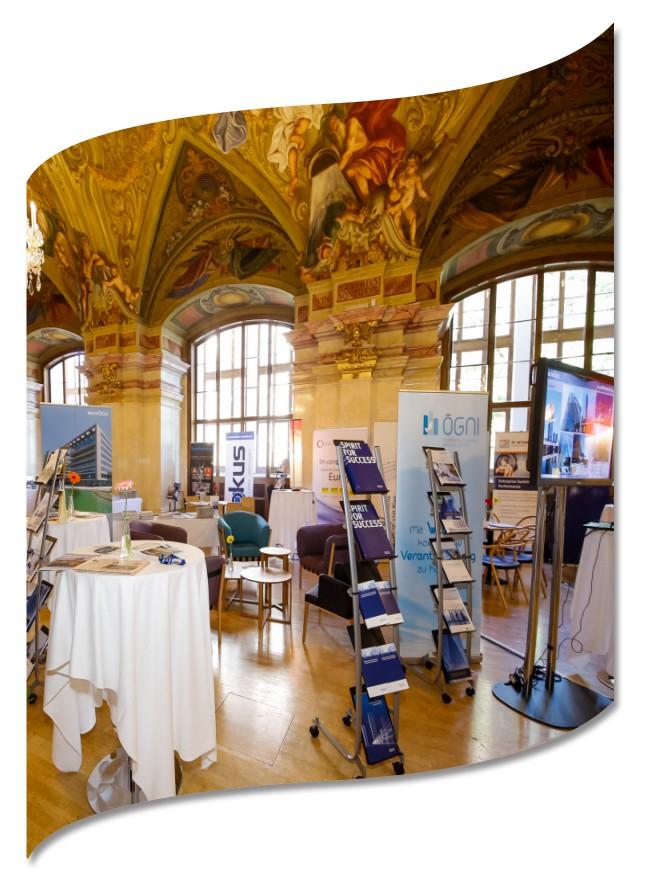GREET VIENNA 2015 based on 3 pillars Pillar 1: Exhibition The ceremonial hall (= exhibition hall, networking area) offers an exclusive setting for the presentation of your projects and services to