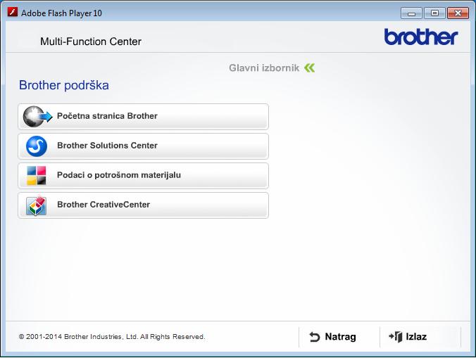 Opće informacije Pristup podršci tvrtke Brother (Windows ) Sve potrebne kontakte, poput mrežne podrške (Brother Solutions Center), možete pronaći na CD-ROM-u.