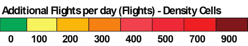 There is a long tail to the distribution of delays: our modelling shows a significant increase in flights delayed by 60-120 minutes in this situation, with 7 times as many by 2040 in Regulation and