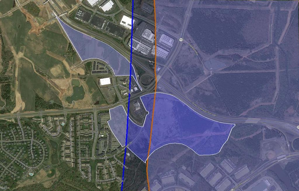 Silver District West DNL 60+ Area Source: Google Earth (aerial basemap); Loudoun County, Virginia, 2017 (Loudoun airport impact overlay