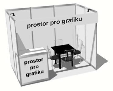Promotional stand - Basic variant 4 m2 or 6 m2 Stand includes: Side walls Counter 100x50x88 cm Carpet Collar Spotlighting