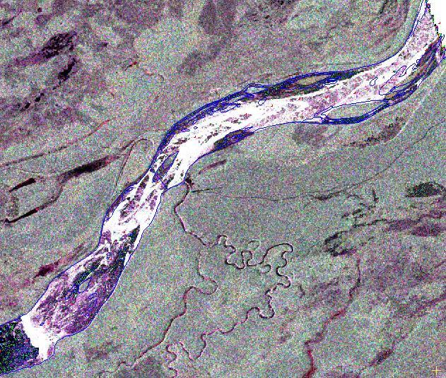 Figure 27: Ice types around the Vermillion Chutes from the RS-2 image of December 7th 2013.