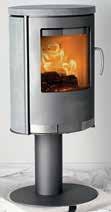 The stoves are manufactured with a large curved glass pane and you have the option of choosing a practical rotating function as an optional
