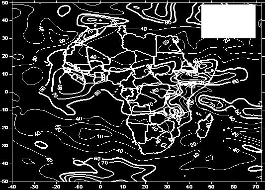 1.2.6 Relative Humidity (RH) at 700hPa The third dekad of September had high RH value 60% at 700hPa (Figure 7a) over Morocco, Algeria GoG countries, Central and Eastern African countries.