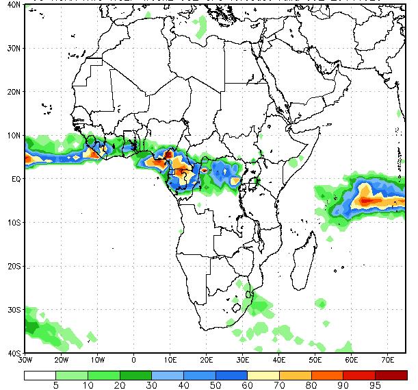 North Africa: Minimum precipitation amount is expected over north African countries The Sahel: Precipitation amounts ranging from 20mm to 75mm is expected over southern part of this sub-region.