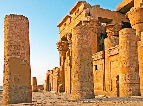 After we return to our ship, we will sail to Kom Ombo to visit another Ptolemaic temple dedicated to Haroeris and Sobek.