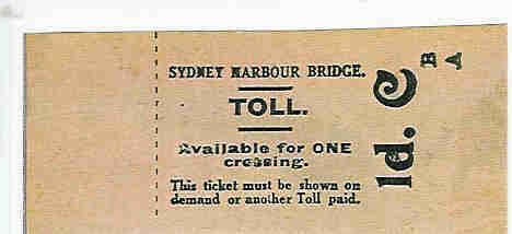 1932. SYDNEY HARBOUR BRIDGE TOLL (gothic) Printed on coloured paper (2 ¼ x 1 ¼ ), week codes A,B,C. Size 31-33mm across.
