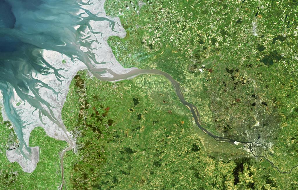 Location of Hamburg in the Elbe estuary