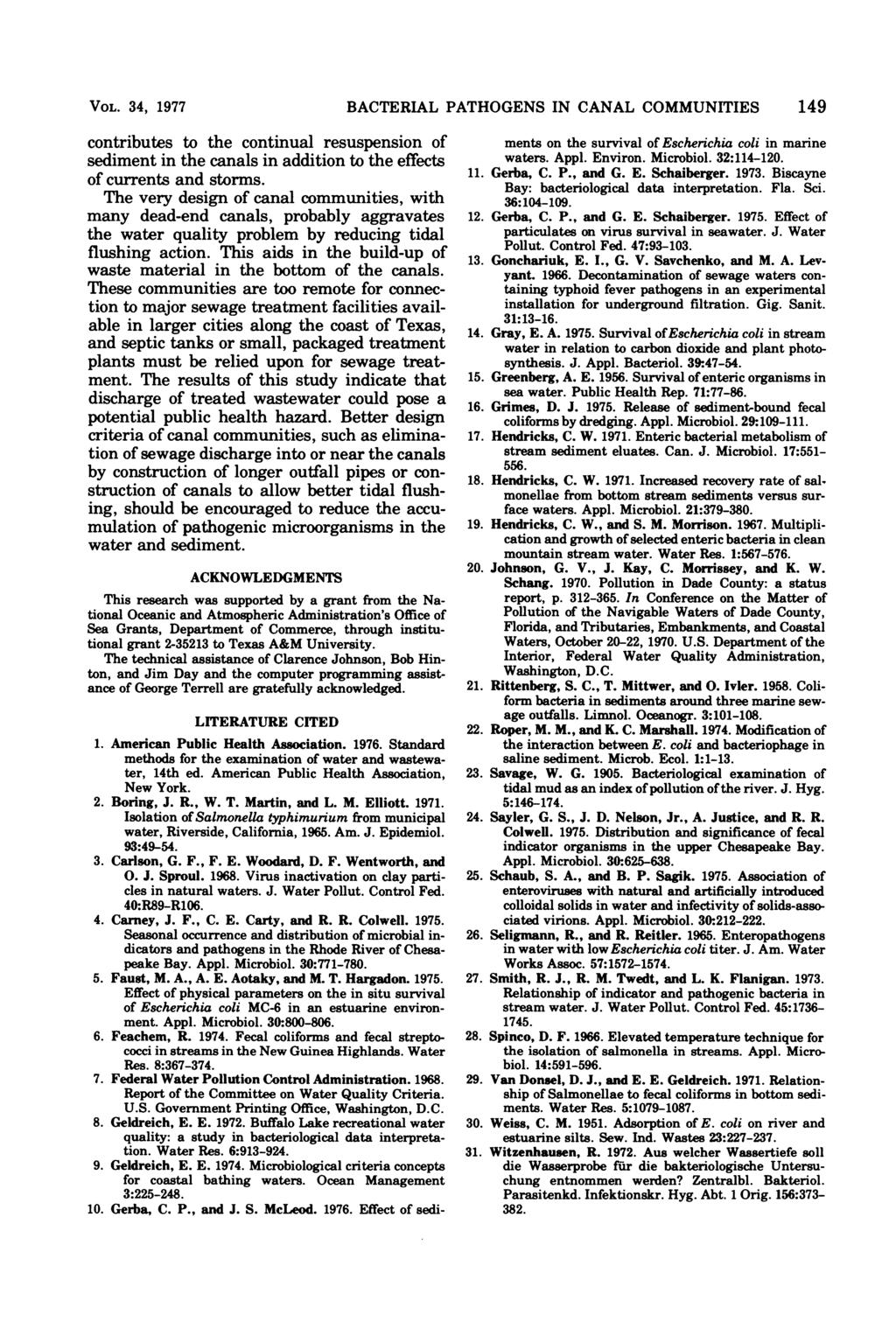 VOL. 34, 1977 contributes to the continul resuspension of sediment in the cnls in ddition to the effects of currents nd storms.